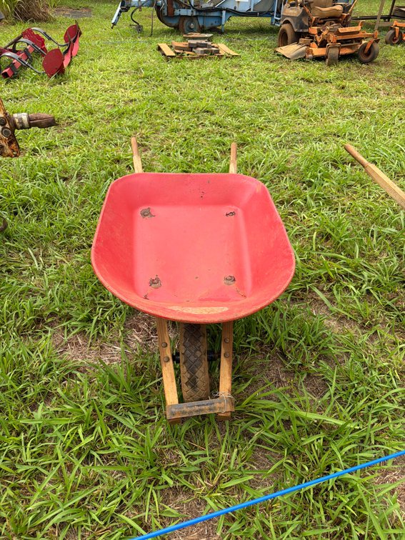 Red Steel Wheelbarrow