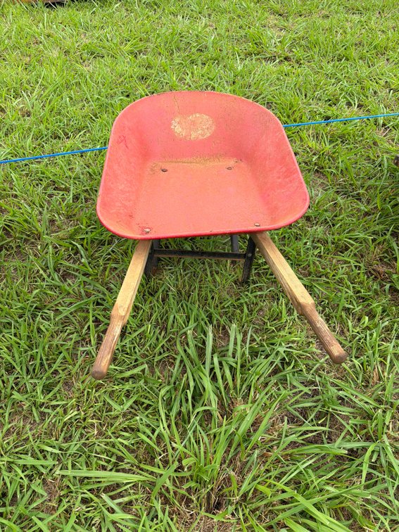 Red Steel Wheelbarrow