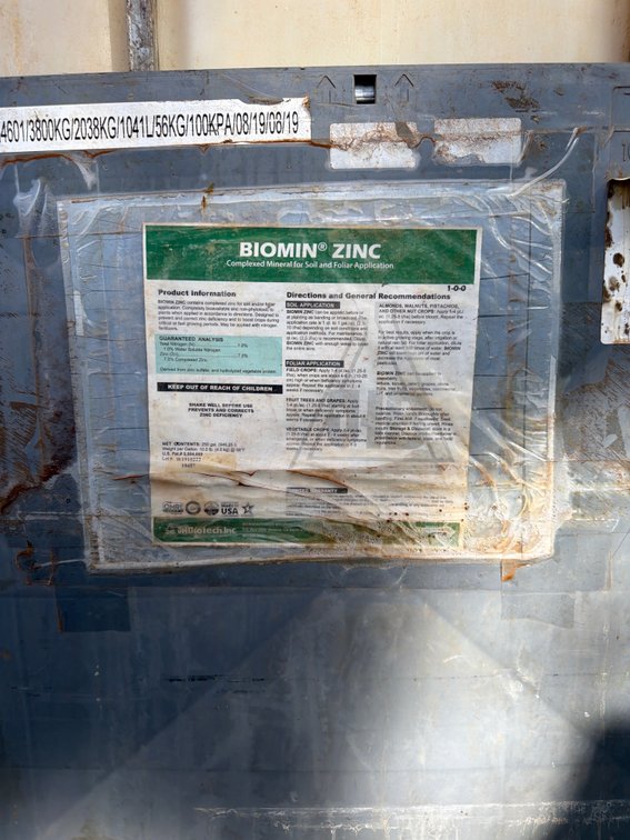 Container of BioMin Zinc Complexed Mineral (Partial)