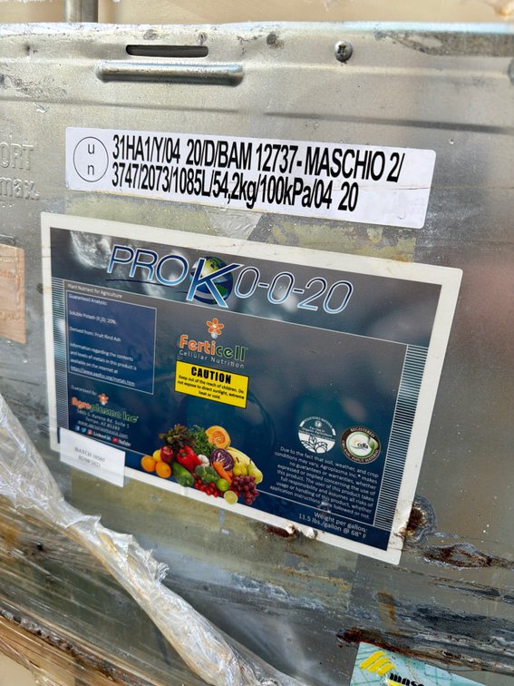 Container of FertiCell Pro K 0-0-20 Plant Nutrient (Nearly Empty)