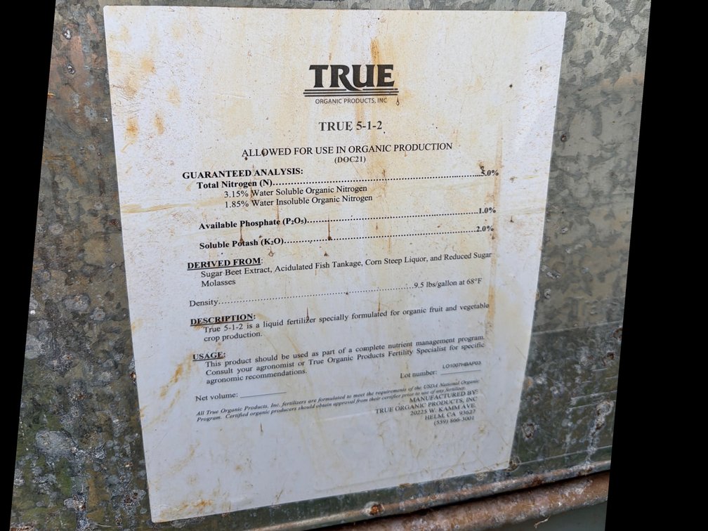 Container of True 5-1-2 Organic Liquid Fertilizer