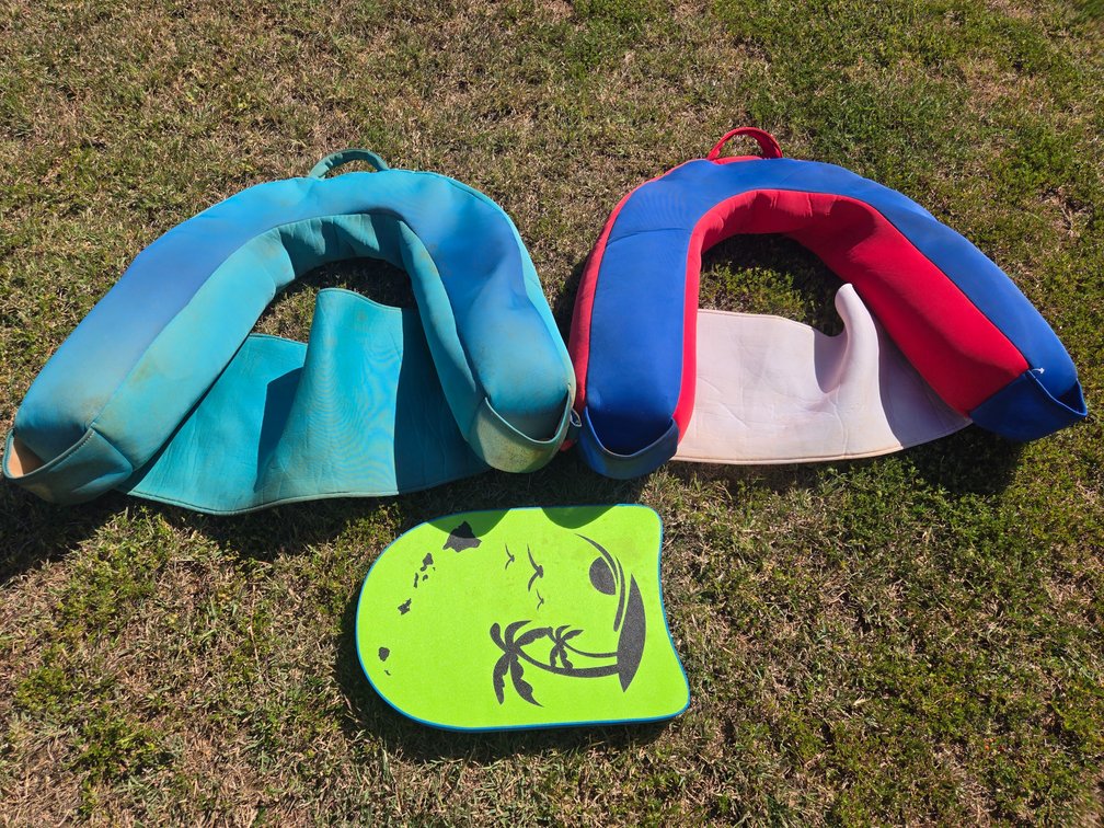 Two Floaties and a Kickboard