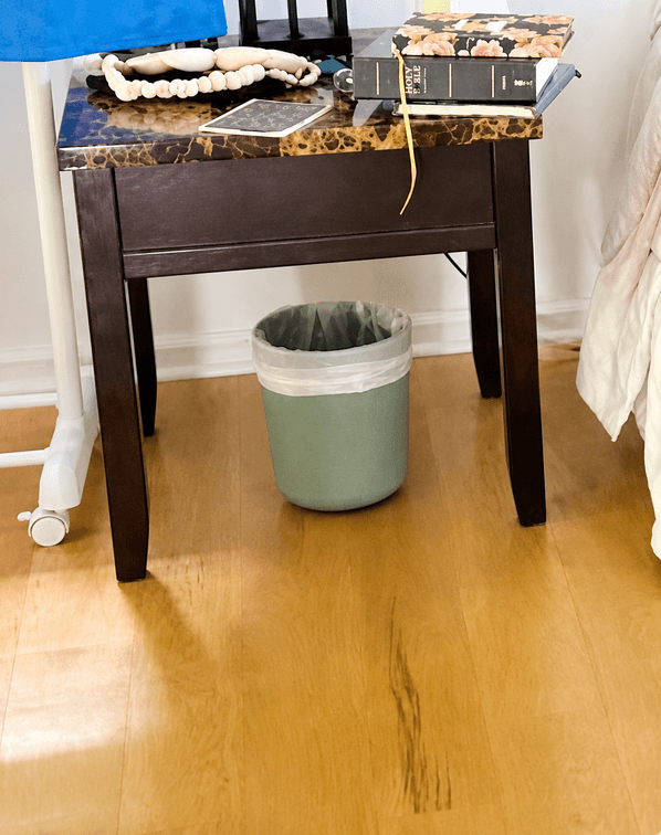 Dark Wood Marble Top Side Table / Bedside Table