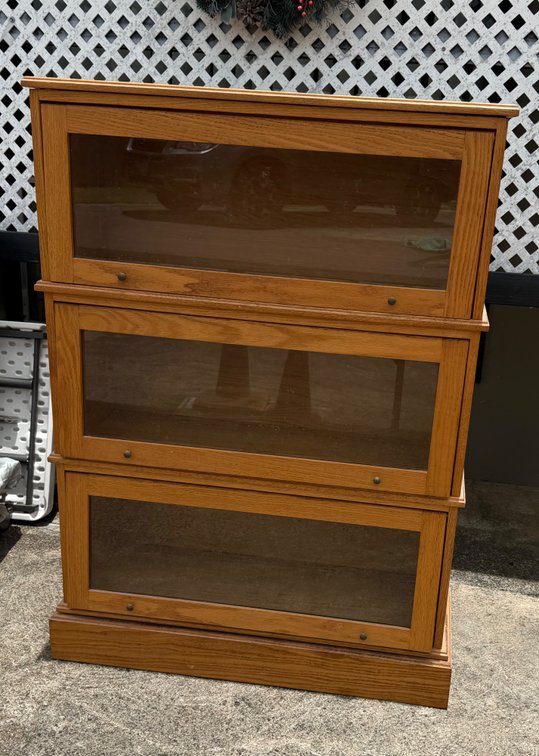 Oak Finish Barrister Style Bookcase