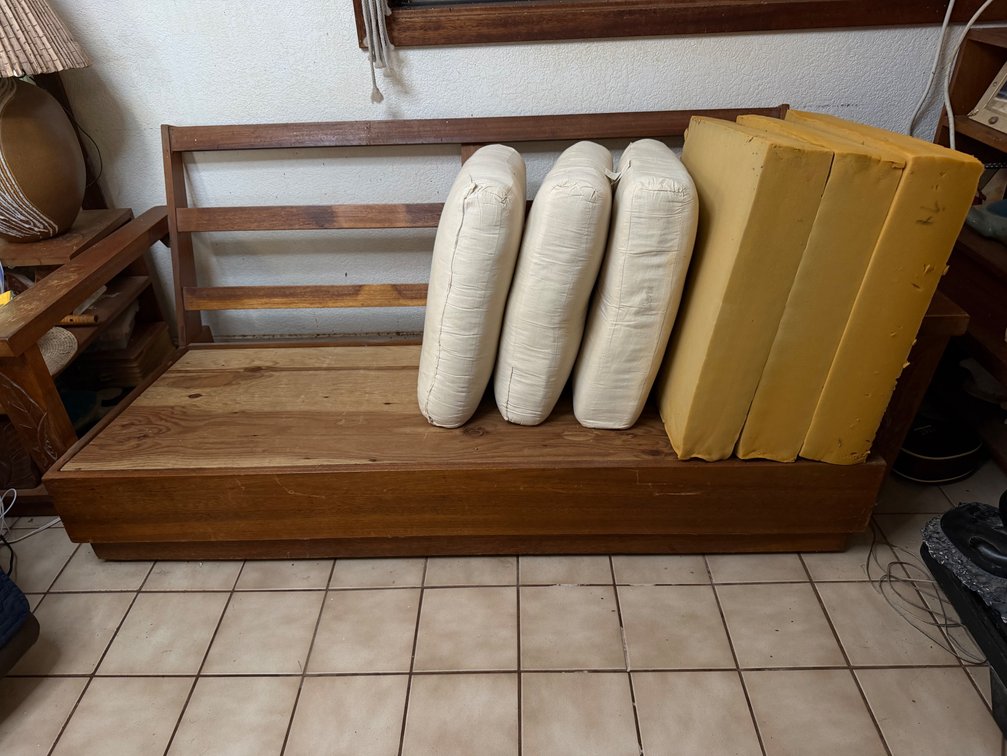 Vintage Hardwood Sofa with Cushions