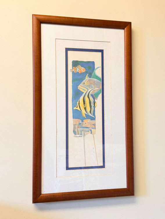 1988 P. Brent Framed Tropical Fish Artwork