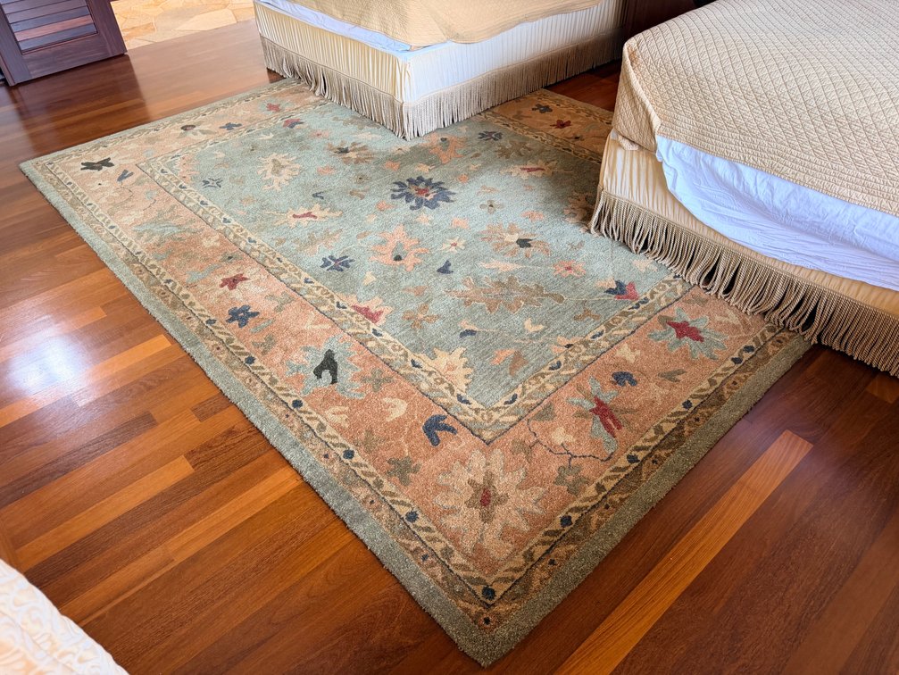 KAS Himalayan Collection Wool Area Rug – Sage/Peach Mahal 8' x 10'6"