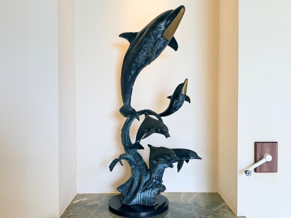 Bronze Finish Dolphin Family Sculpture