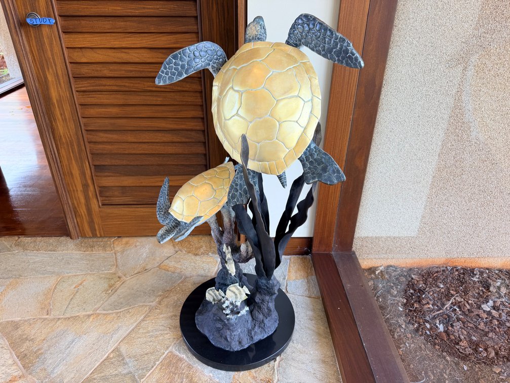 Large Marine Life Sculpture with Sea Turtles & Tropical Fish
