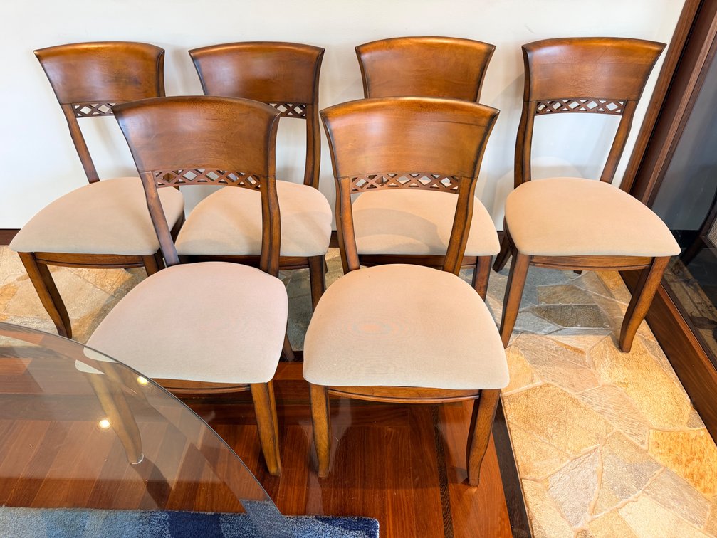 (X's 6) Upholstered Wood Dining Chairs