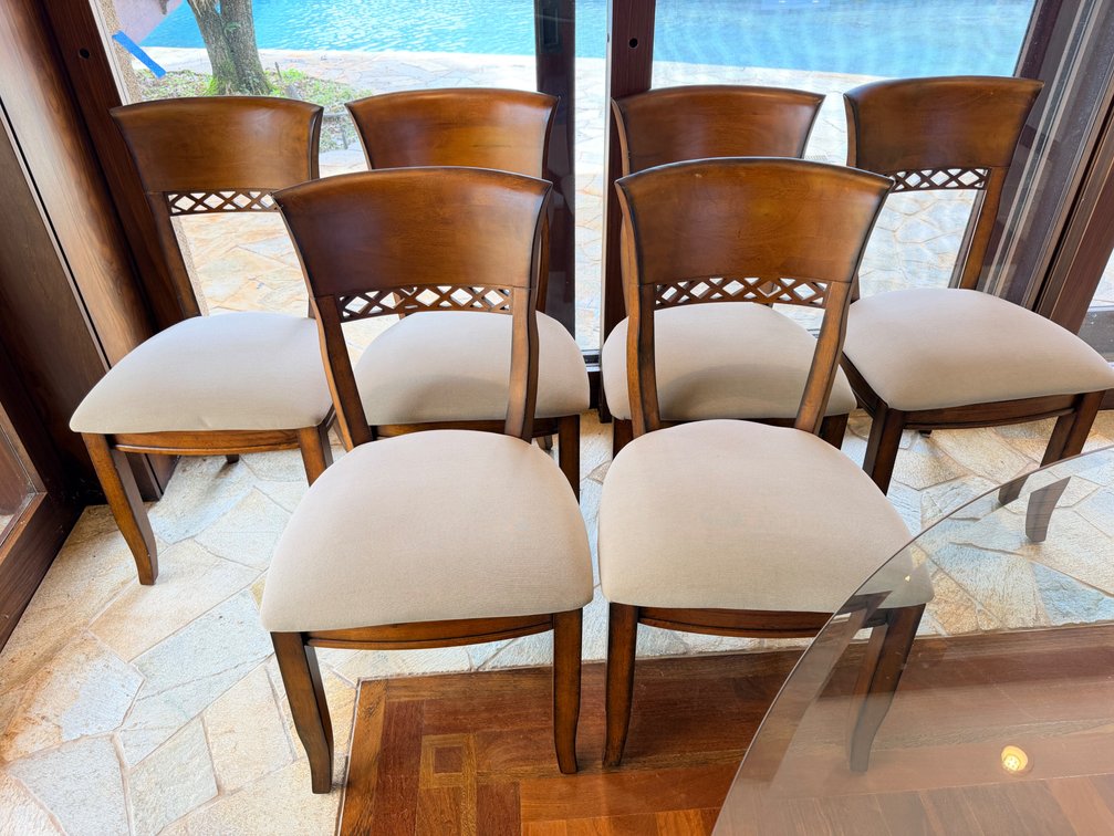 (X's 6) Upholstered Wood Dining Chairs