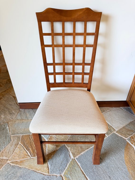 Wood Accent Chair with Upholstered Seat