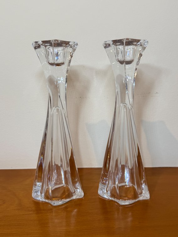 Pair of Glass Candlestick Holders