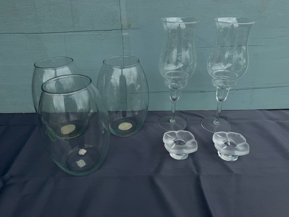 Assorted Glass Vases and Candle Holders