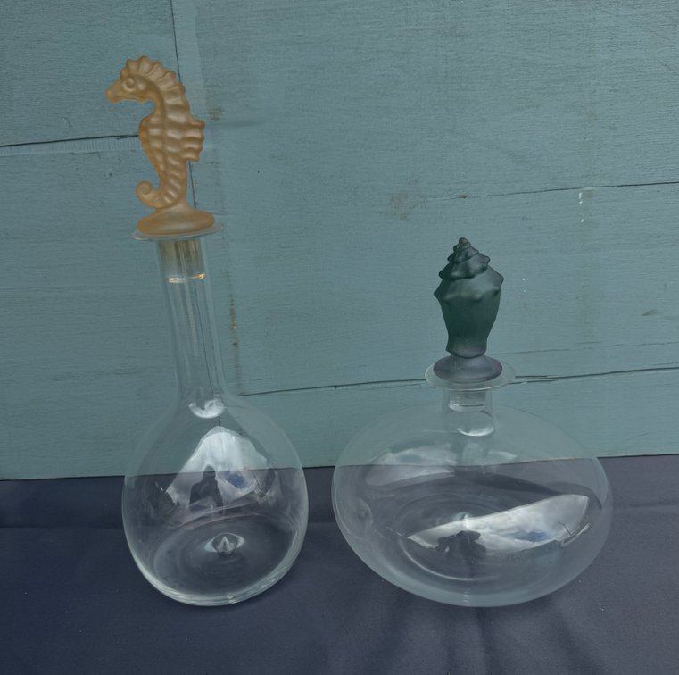 Decanters with Figural Stoppers