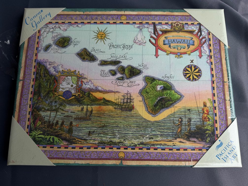 Canvas Art Print Hawaiian Map