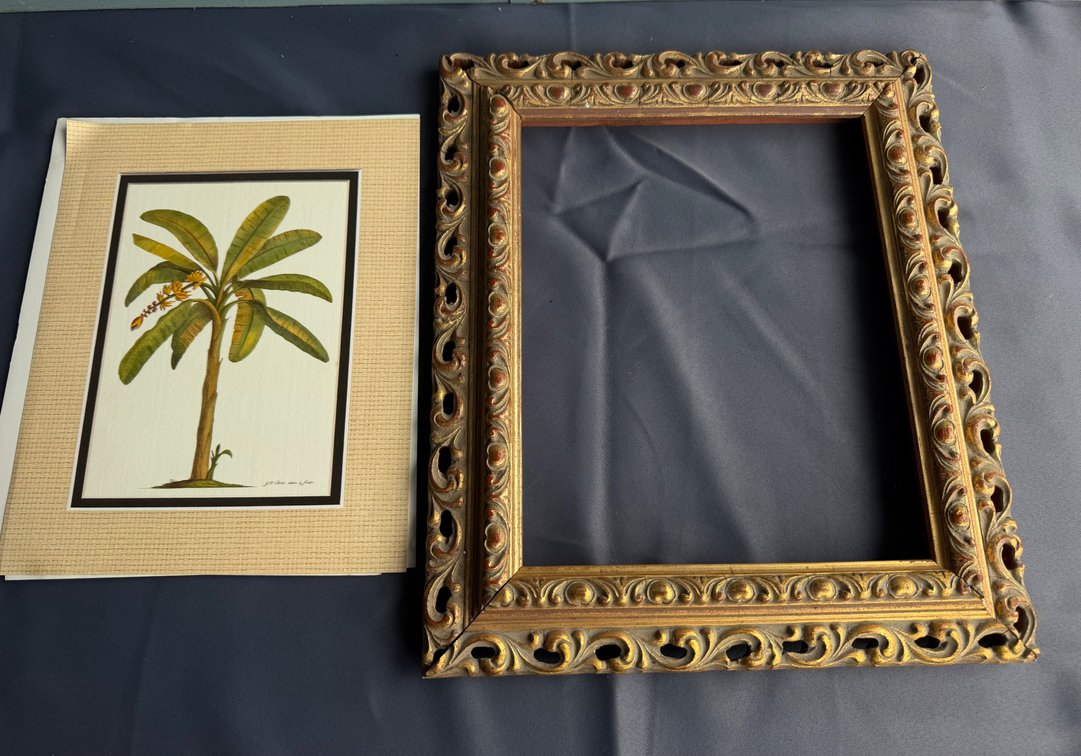 Ornate Carved Wooden Frame and Art Print