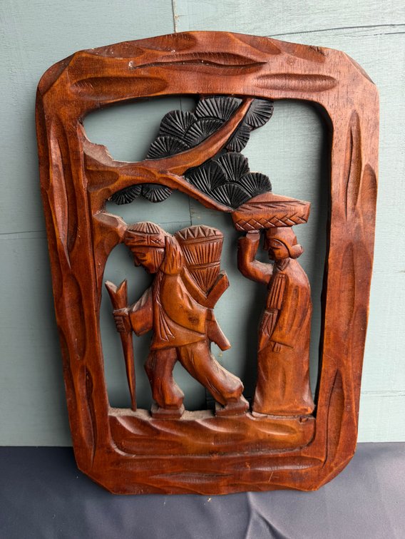 Hand Carved Wooden Wall Hanging