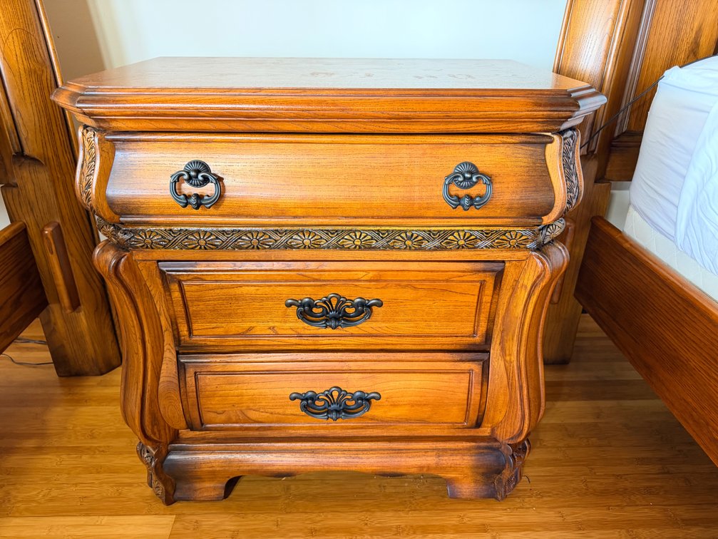 Traditional Three-Drawer Wood Nightstand
