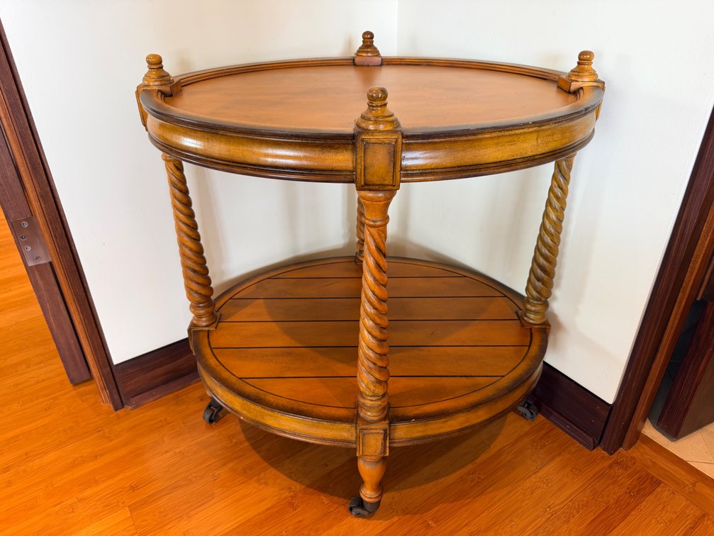 Round Wood Accent Table with Twisted Legs