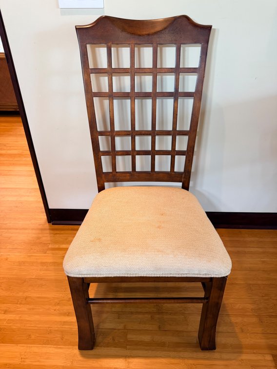 Wood Lattice Back Accent Chair