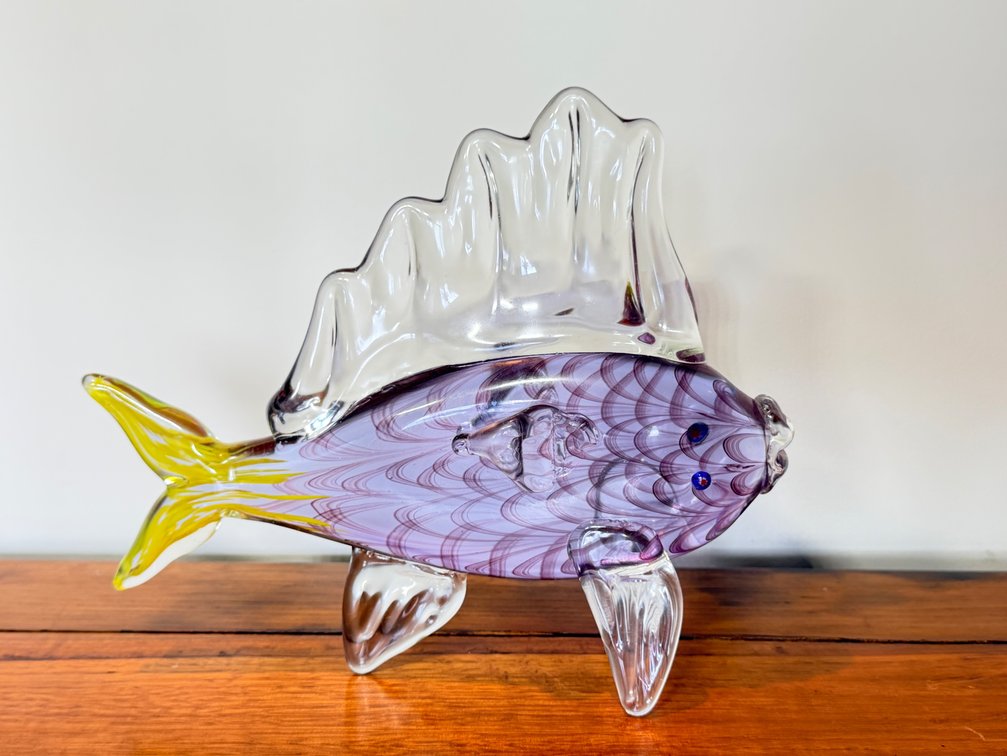 Hand-Blown Art Glass Tropical Fish Sculpture