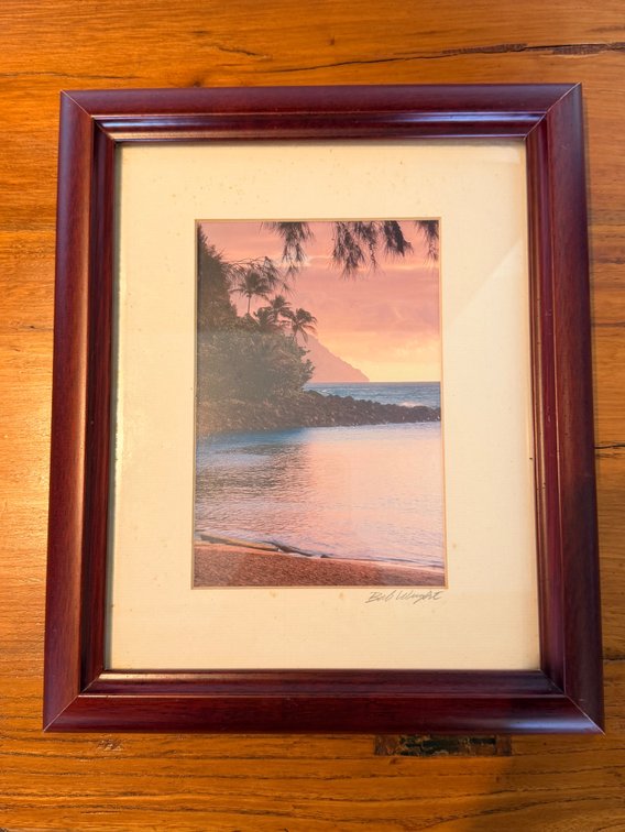 Bob Wright "From Ke'e Beach Looking Down Na Pali" Kauai Framed Print