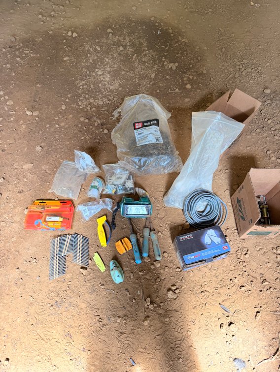 Assorted Construction Hardware, Fasteners & Hand Tools