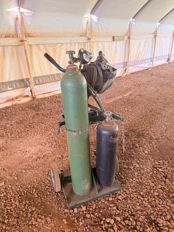 Victor Oxy-Acetylene Torch Kit with Oxygen & Acetylene Cylinders, Regulators, Cart and Miller T94i Welding Helmet