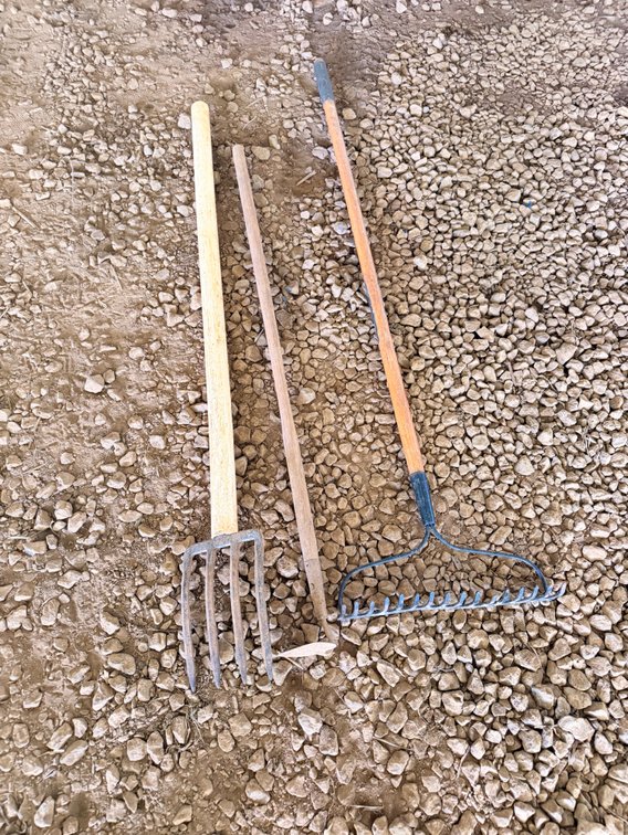 Garden Rake, Spading Fork, and Hand Cultivator