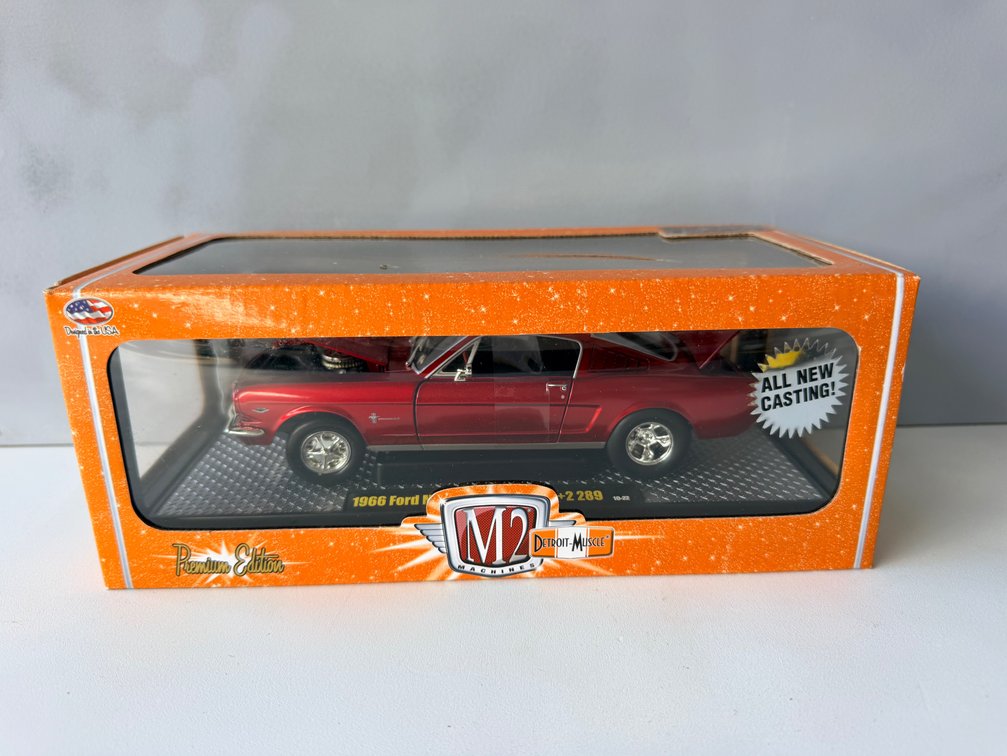 M2 Machines Premium Edition 1966 Ford Mustang 2+2 Fastback 1:24 Die-Cast Model – Red