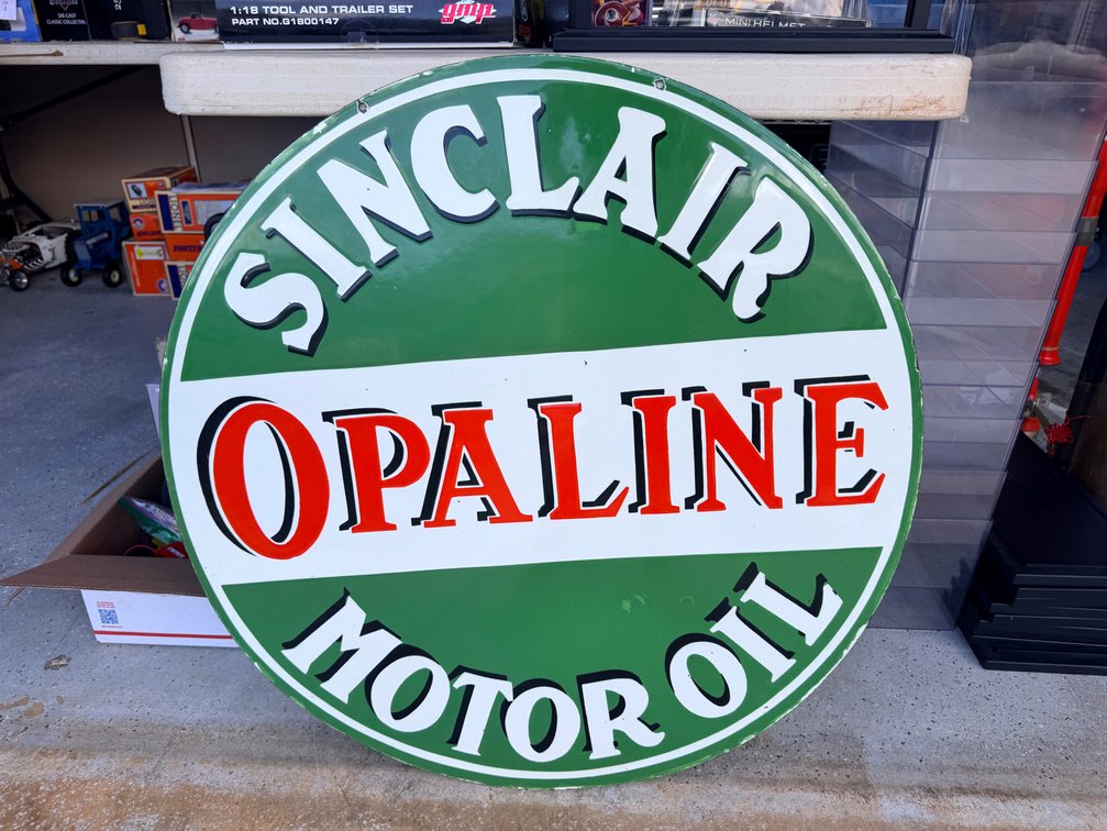 Sinclair Opaline Motor Oil Round Metal Advertising Double-Sided Sign