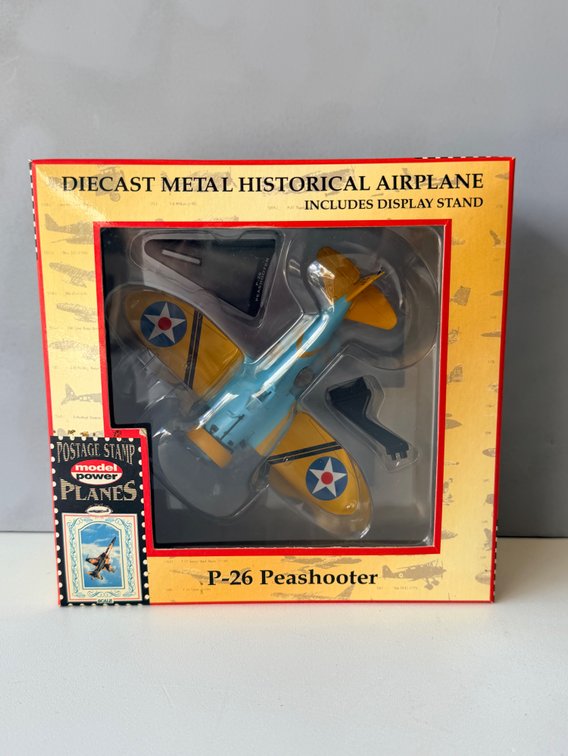 Model Power Die-Cast Metal Historical Airplane P-26 Peashooter with Display Stand
