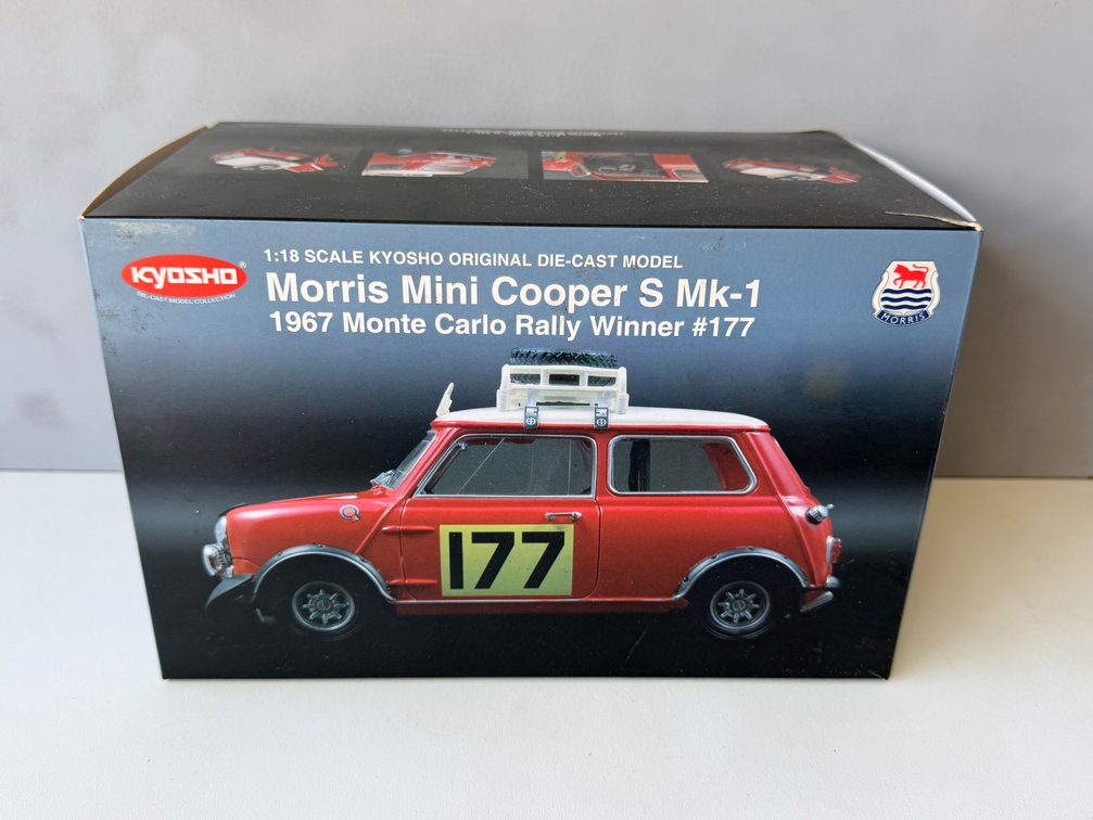 Kyosho Morris Mini Cooper S Mk-1 1967 Monte Carlo Rally Winner #177 1:18 Scale Die-Cast Model