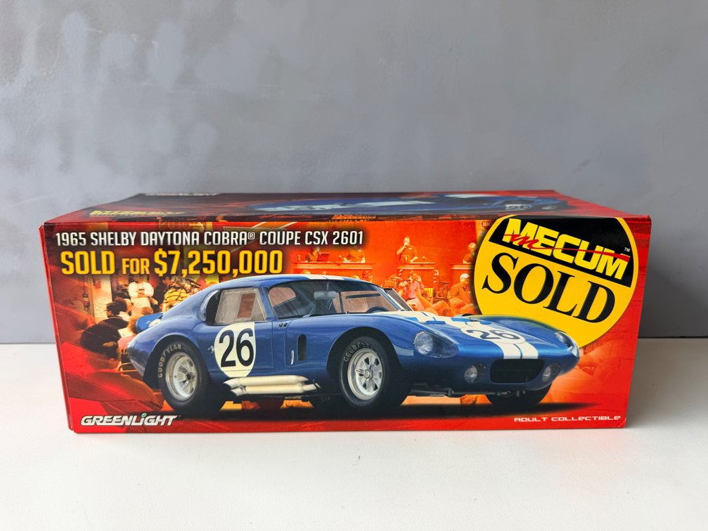 GreenLight Mecum Sold 1965 Shelby Daytona Cobra Coupe CSX 2601 1:18 Scale Die-Cast Model