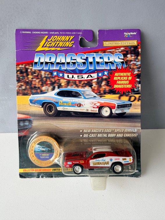 Johnny Lightning Dragsters U.S.A. Limited Edition "Hawaiian" Roland Leong Funny Car with Collector Coin