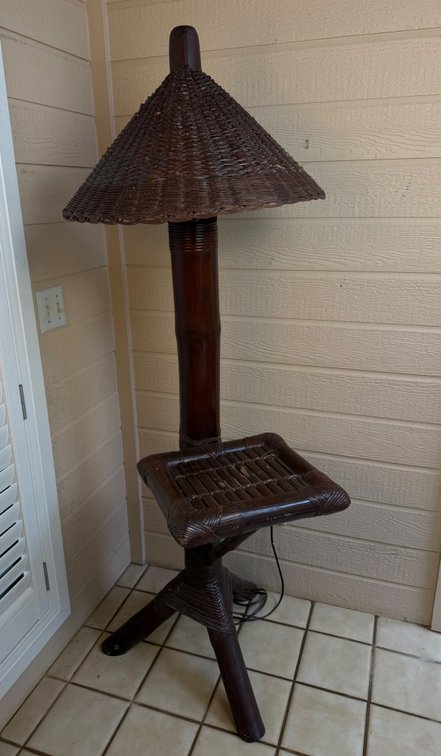 Vintage Bamboo Floor Lamp w/ Shelf