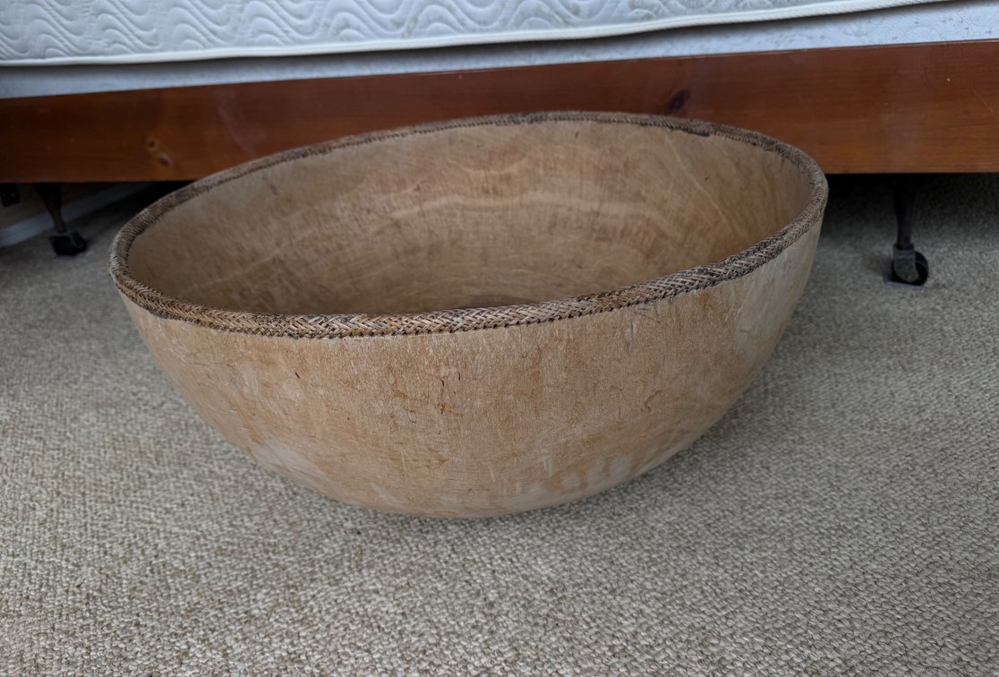 Large Rustic Carved Wooden Bowl