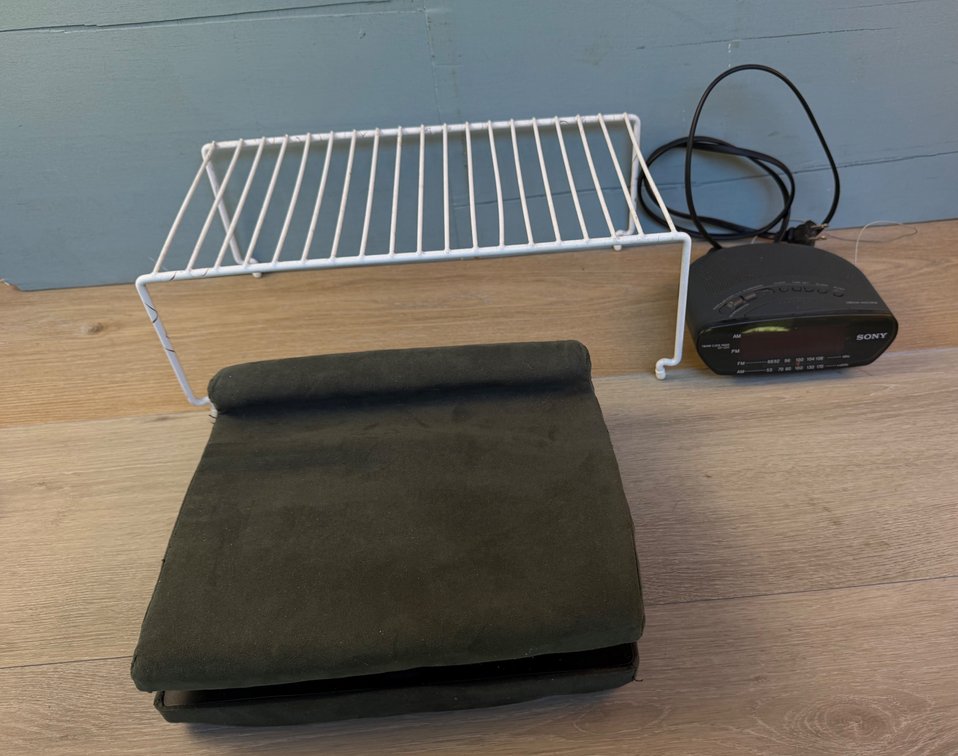 iPad Stand Alarm Clock and Storage Shelf
