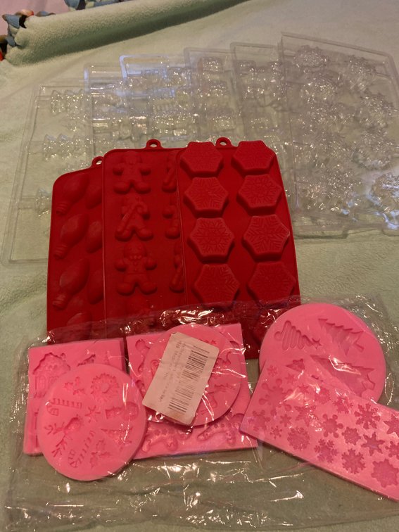 Christmas plastic and silicone candy mold lot