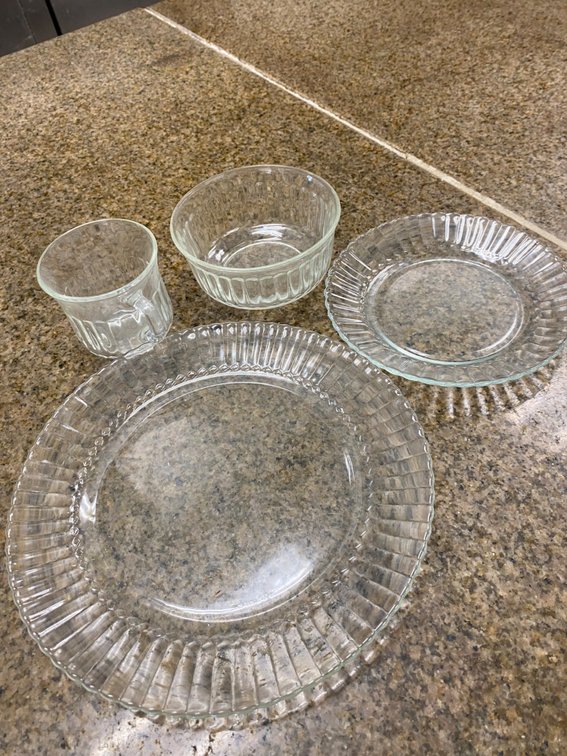 16pc Glass Plate, Bowl, Cup Dinnerware Set