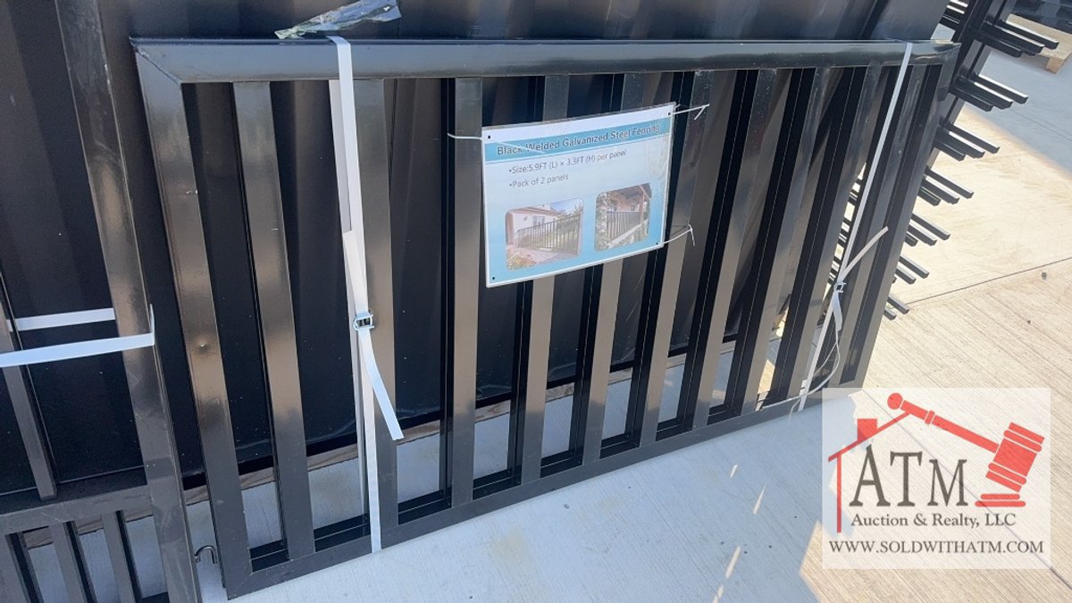 (2) NEW Black Welded Steel Fence Panels