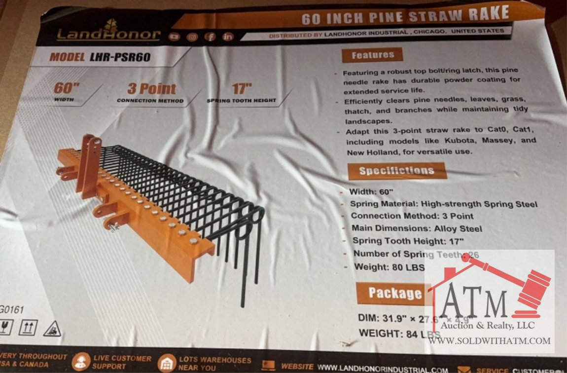 NEW LandHonor 60" Pine Straw Rake