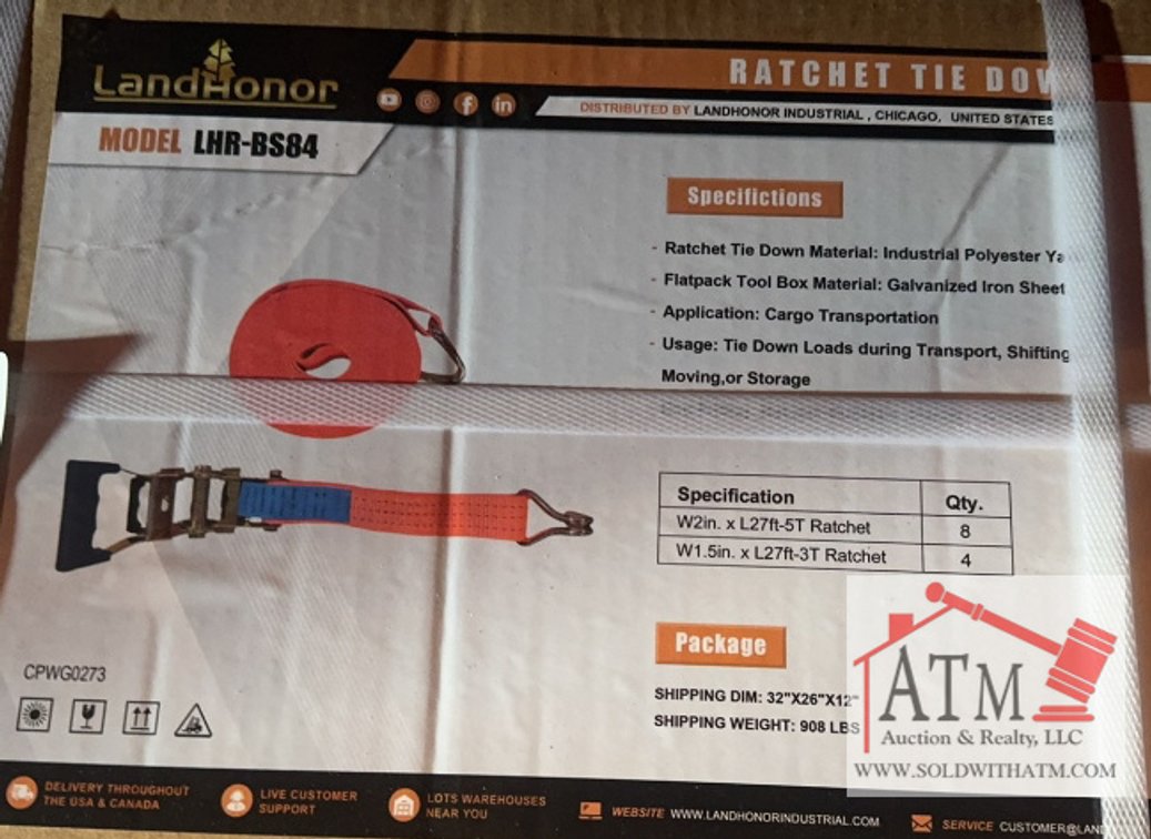 (12) NEW LandHonor Ratchet Tie Downs