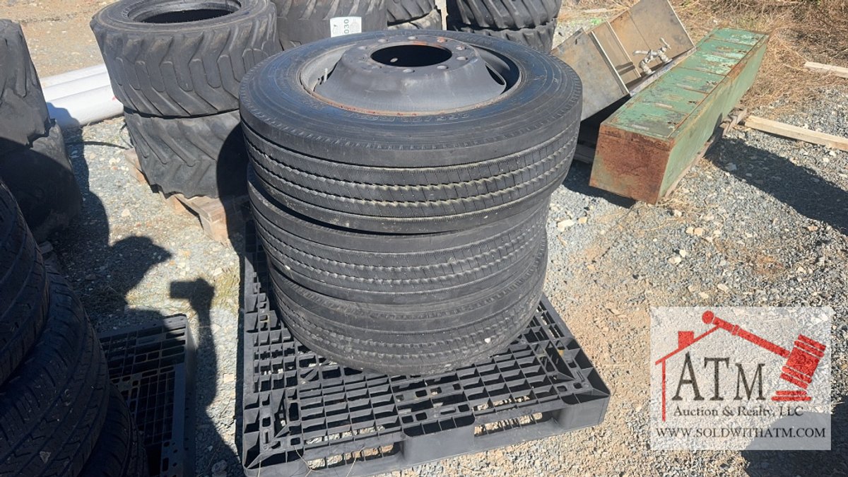 (3) 225/70R22.5 Truck Tires & Wheels