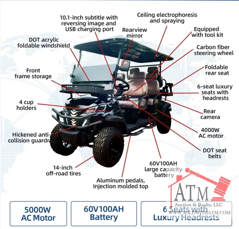 NEW SDLanch HQ100 Golf Cart 6-Seater - Red