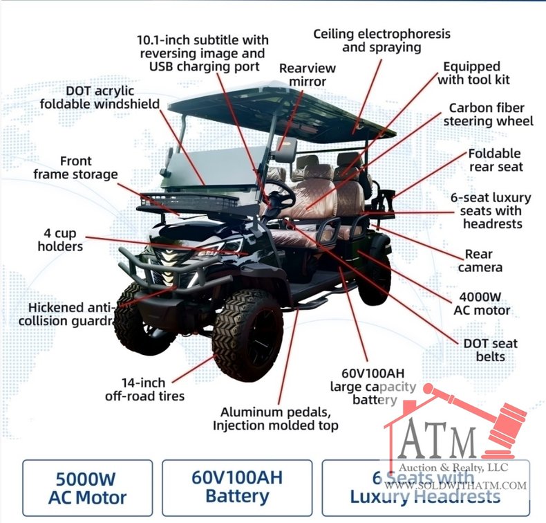 NEW SDLanch HQ100 Golf Cart 6-Seater - Red
