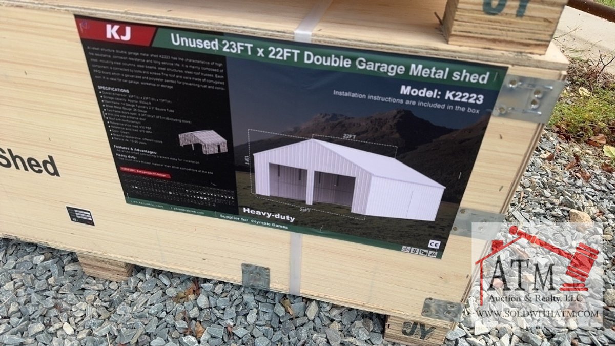 NEW 23' x 22' Double Garage Metal Shed