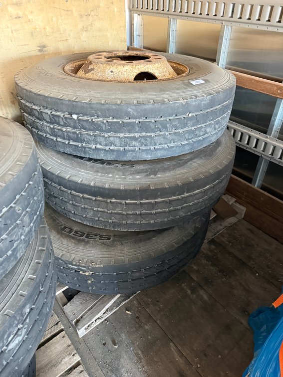 (3) 11R22.5 Radial Truck Tires with Rims