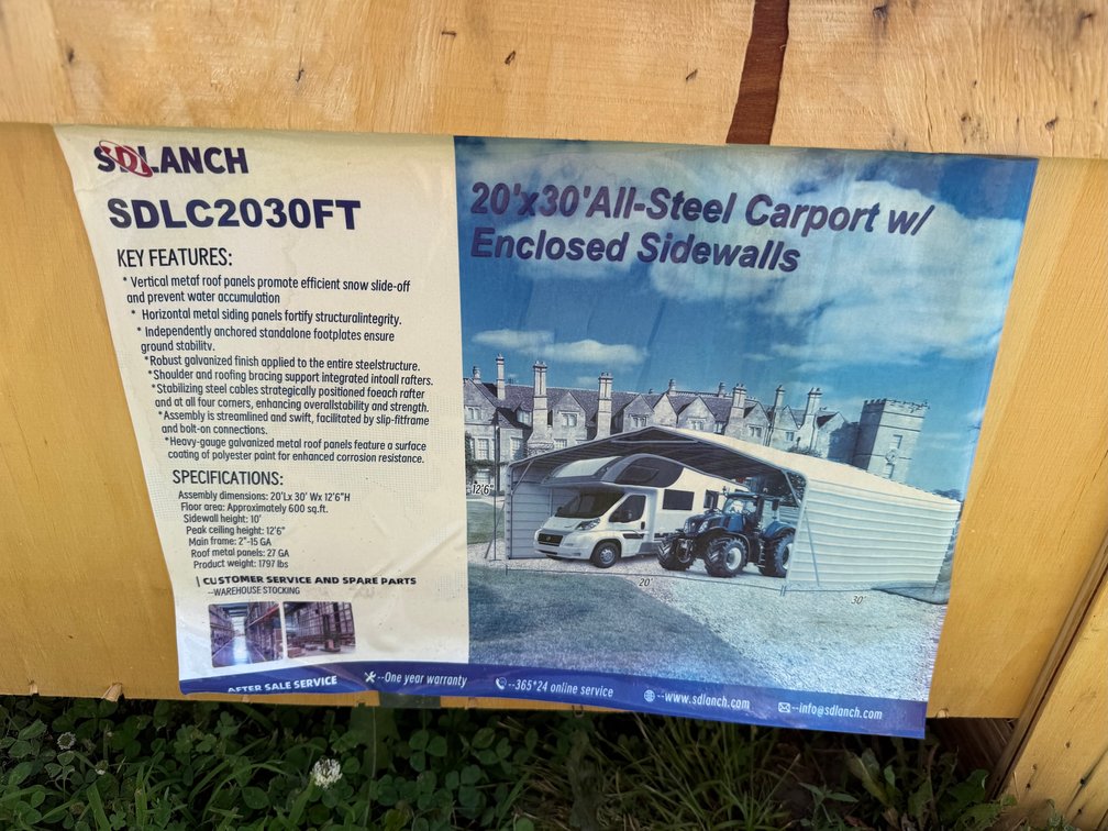 New SDLANCH SDLC2030FT 20 ft. x 30 ft. Steel Drive-Thru Carport
